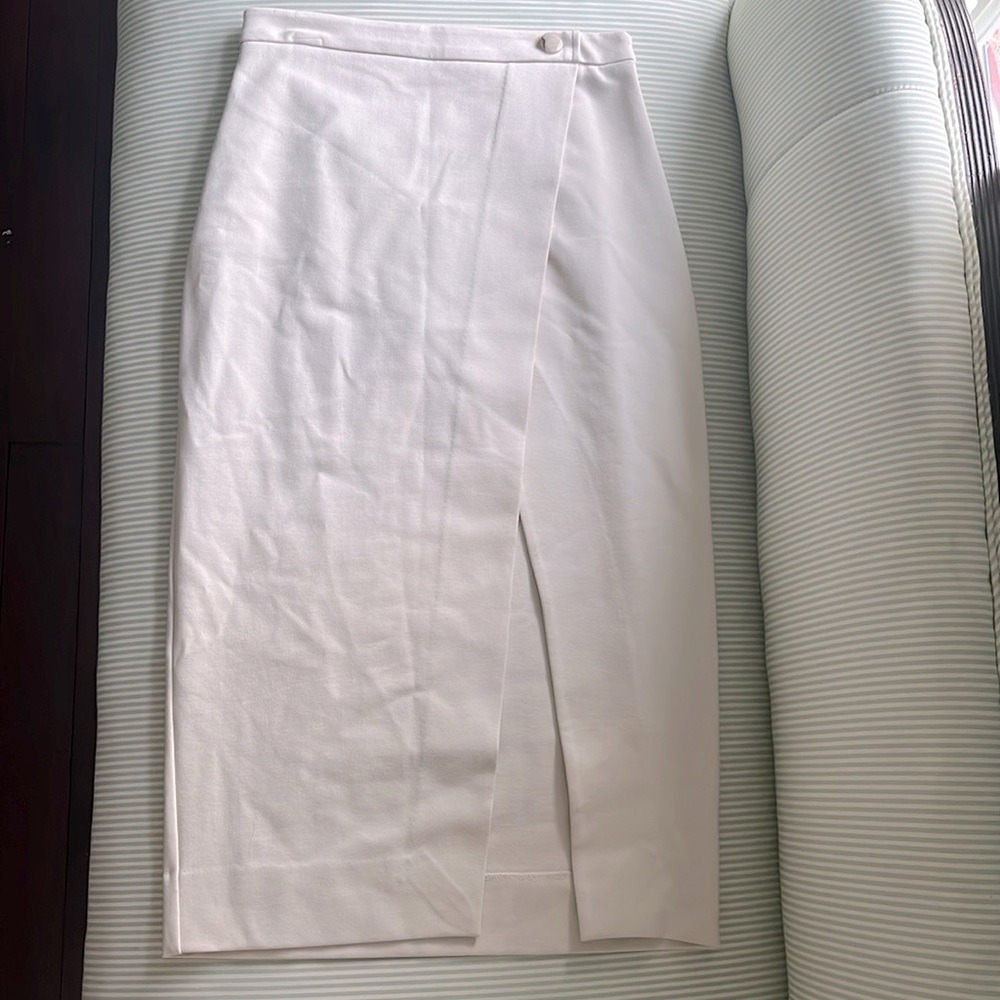 Aritzia White Midi Wrap Pencil Skirt